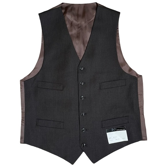 JNY Jones New York Other - JNY Jones New York Mens Carter Vest Brown Pinstripe Wool R40 W33.5 NEW Suit